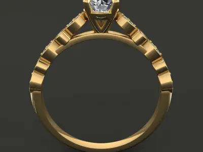 Solitaire Marquise Band Engagement Ring 3D print model