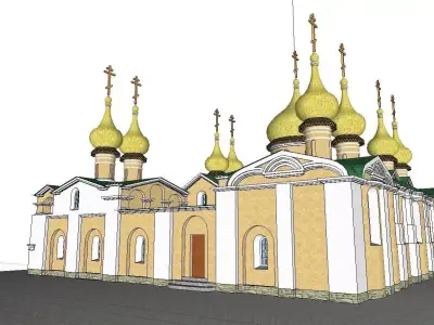 Architecture-Religion-God-Culture-Temple-0143 church with gol... 3D model