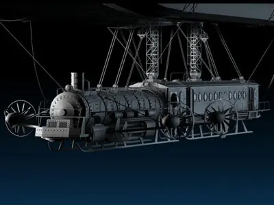 J Verne flying train 3D model