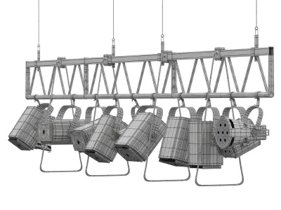 Soft theater farm with lighting equipment Low-poly 3D model