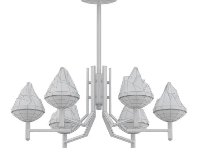AMINA five light chandelier in brass with glass shades 3D model