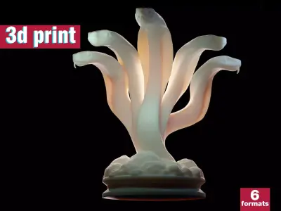 Hydra Snake Multi-Headed Serpent Statue 3D print model