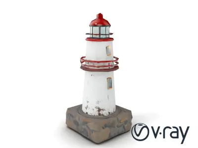 Rustic Lighthouse Model Pack with Textured Details Low-poly 3D model