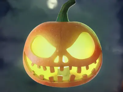 Halloween Pumpkin 3d model Low-Poly PBR Low-poly 3D model