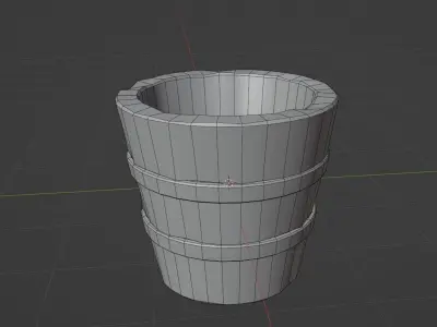 Pail bucket wooden Low-poly 3D model