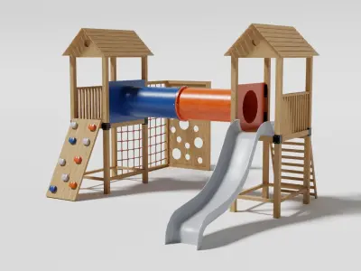 Playground Slide-Tube-Climber Low-poly 3D model