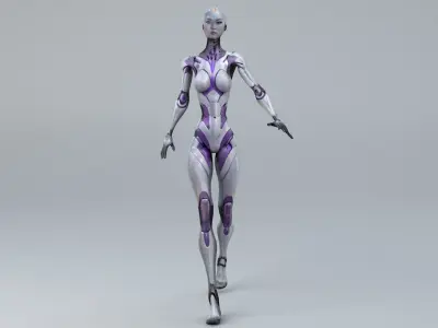 Android Woman Rigged and Animated Low-poly 3D model