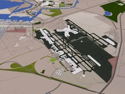 Abu Dhabi City UAE with Airport Low-poly 3D model