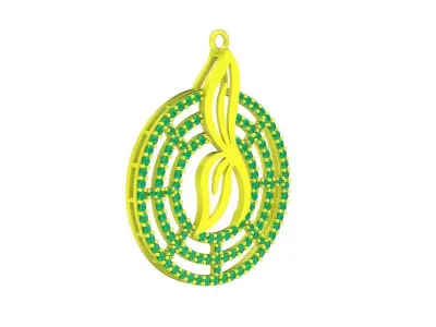 Luxury Musical Note Pendant with Gemstone Circle Design 6032 3D print model