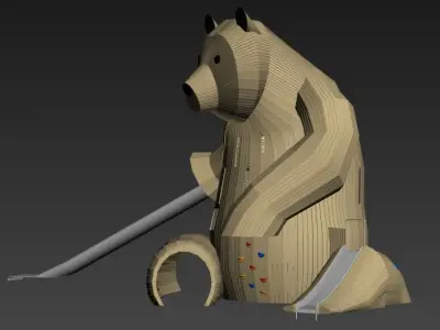 Custom Design Non-standard wooden Bear Theme Playground 3D model