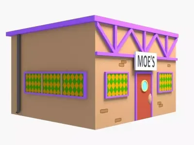 moe s tavern cartoon building 3D model