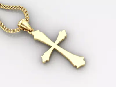 Light Gold 18K Cross Pendant 1CP014 3D print model