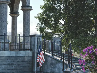 A monument gazebo in park Low-poly 3D model