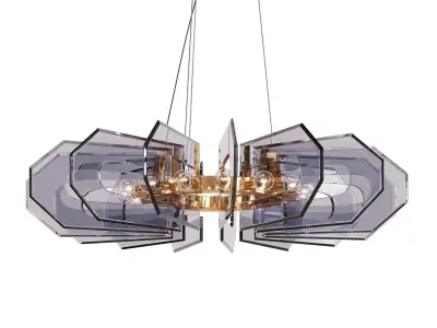 BACCARA modern chandelier made of glass and gold 3D model