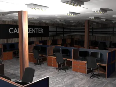 Call Center Interior Low-poly 3D model