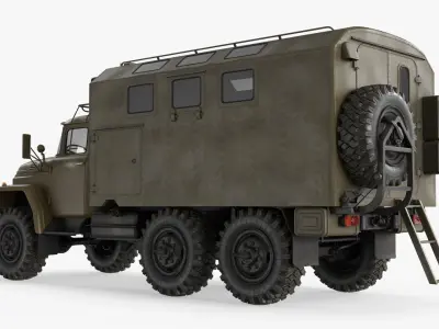 Heavy Military Truck with Box Van Rigged for Cinema 4D 3D model