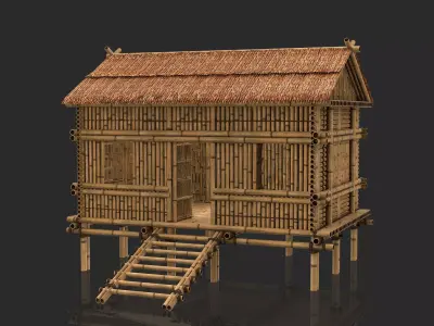 Bamboo House 1 - Jungle Hut 3D model