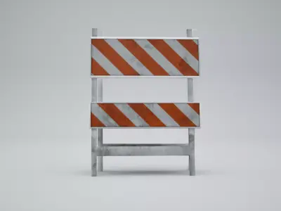 Construction Barrier Realistic Low-Poly Low-poly 3D model