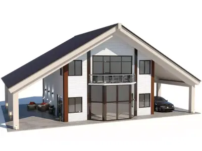 Wooden house Low-poly 3D model