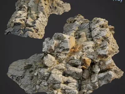 3d scanned rock cliff O 3D model