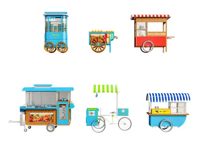 Food Cart Low-poly 3D model