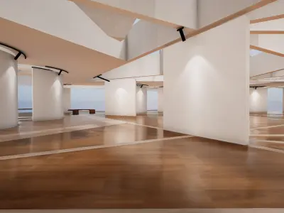  VR Art Gallery crop circle 26 Baked 3D model