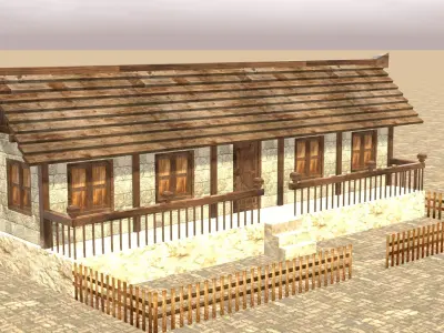 Low Poly Medieval Town House Pack with Various Building Styles Low-poly 3D model