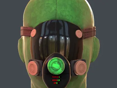 Gas mask helmet 3d model scifi Low-poly  Low-poly 3D model 376