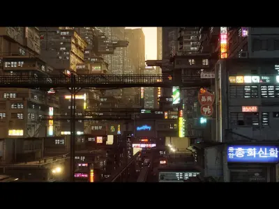  Cyberpunk Asian City Scene 