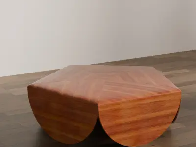 Sculptural Wooden Coffee Table Low-poly 3D model