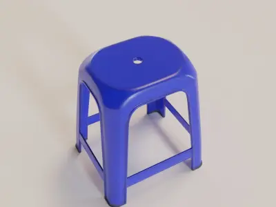 Stackable Plastic Stool Low-poly 3D model