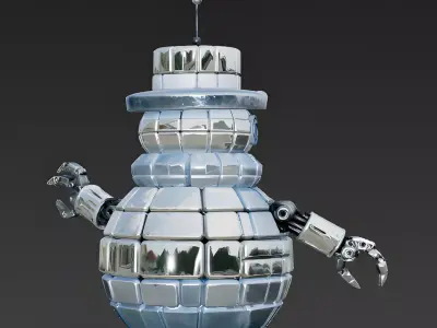 Futuristic Sci-Fi Robotic Snowman 3D Model Low-poly 3D model