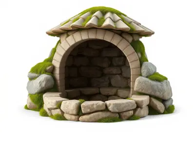 Stone Moss Arch Shelter Model Pack Low-poly 3D model