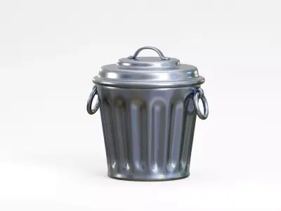 Metal trash can Low-poly 3D model