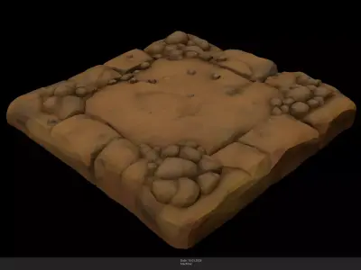 Stylized Stone and Dirt Floor Game Ready - AI Low-poly 3D model