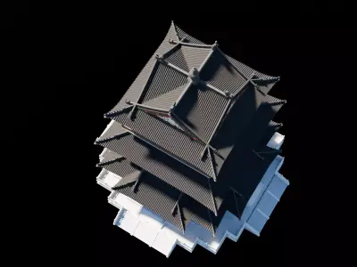 Blender Chinese Ancient Architecture Pavilion Model 3D model