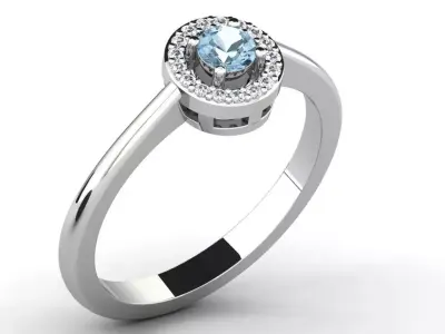 Light Weight White Gold Diamond Ring DR-6656 3D print model