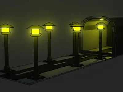 Subway road at night  Free low-poly 3D model