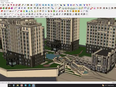 Shopping mall with classical apartments 3d model 3D model
