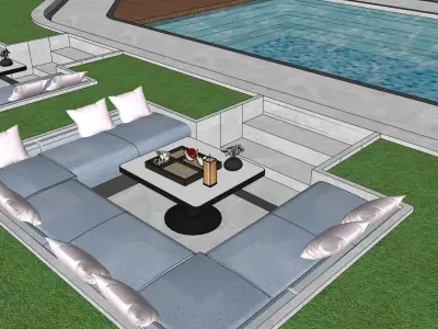 Outdoor sitting area 3d model 3D model