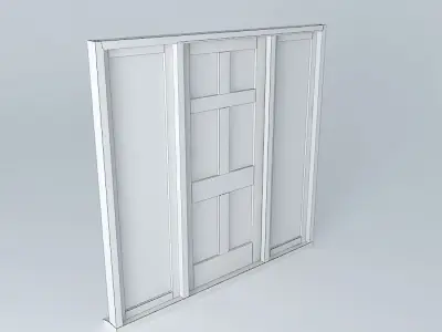 Wide door with glass Free 3D model