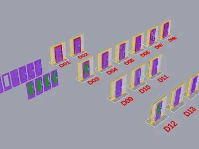 Door set with frame 3D model