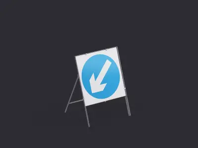 Keep Left Square Road Sign Low-poly 3D model