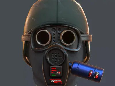 Gas mask helmet 3d model scifi Low-poly  Low-poly 3D model 176