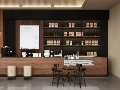 Industrial - style coffee shop 3D model 3D model