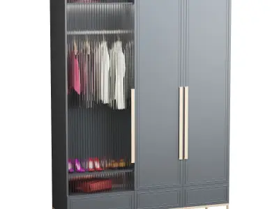 Hallway Set wardrobe with two doors and pairs of shoes 3D model