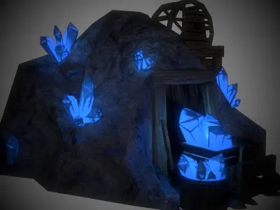 Crystal mine Low-poly 3D model
