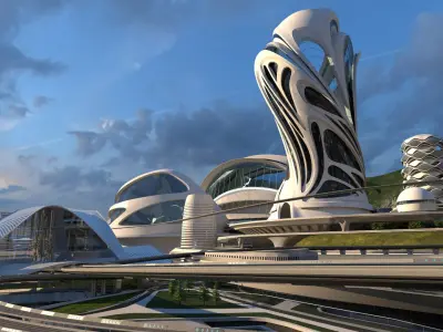 Art Nouveau Future City 3D model