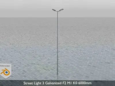 Street Light 3 Galvanized F2 M1 K0 6000 mm Low-poly 3D model