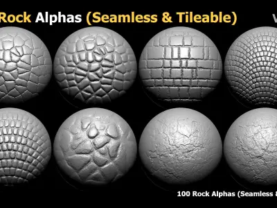 100 Rock Alphas Seamless - Tileable 3D model